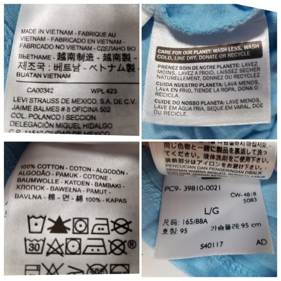 Levi's Womens Top Blue Sleeveless Logo-Print Cotton Cropped Size Large New - Picture 7 of 9